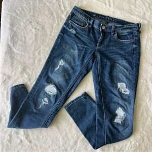 White House Black Market Distressed Ripped Girlfriend Jeans